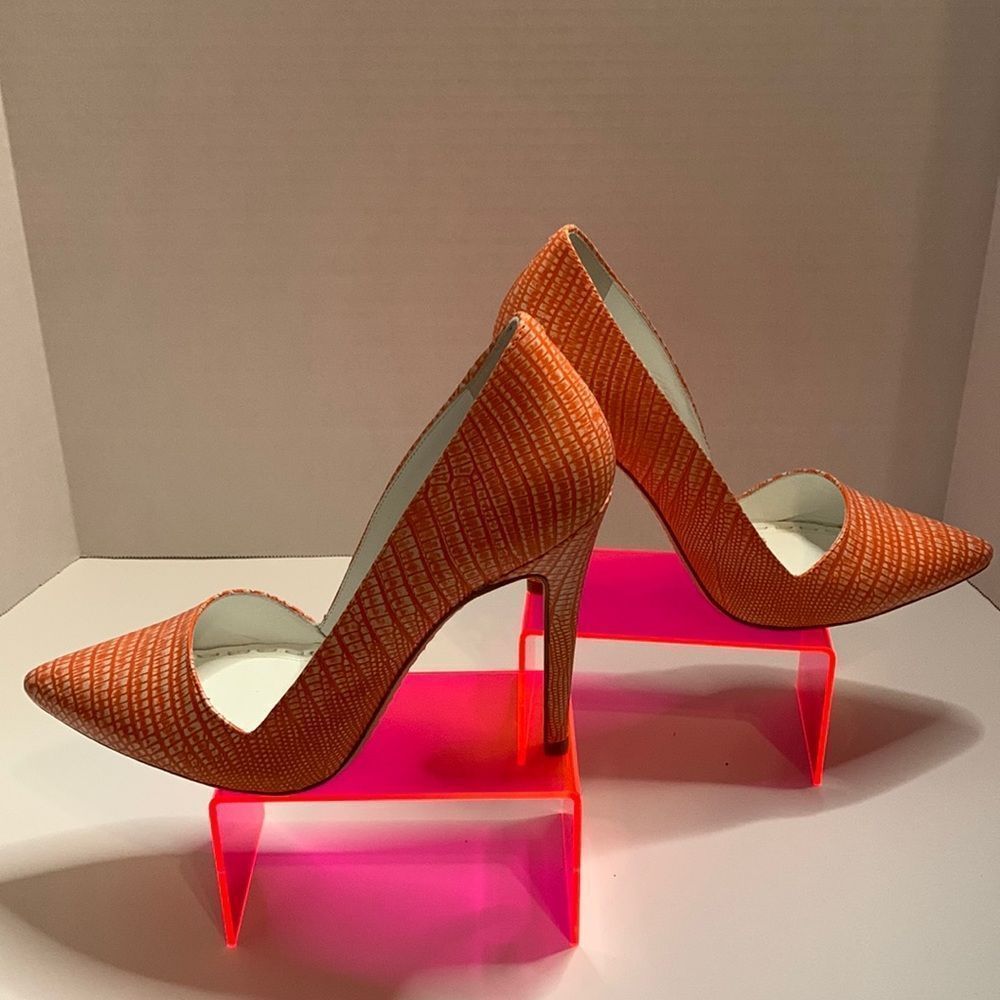Women's Orange Pointed Toe High Heel Pumps